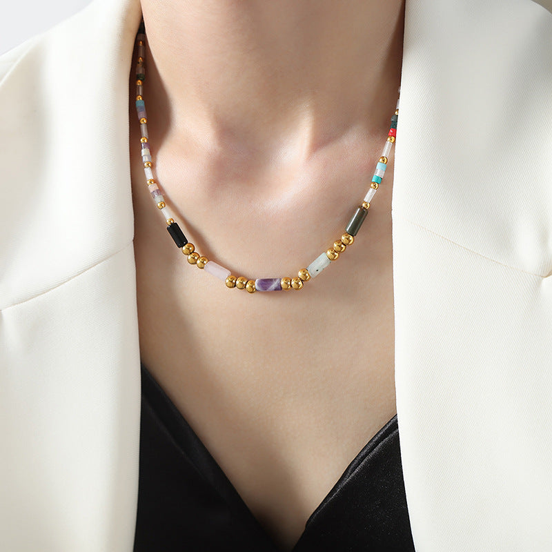 Luxurious Handcrafted Titanium Gold-Plated Crystal Necklace for Women