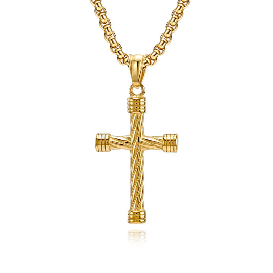Planderful Jewelry Retro Cross Pendant Necklace In Titanium Steel Hip Hop Collarbone Chain