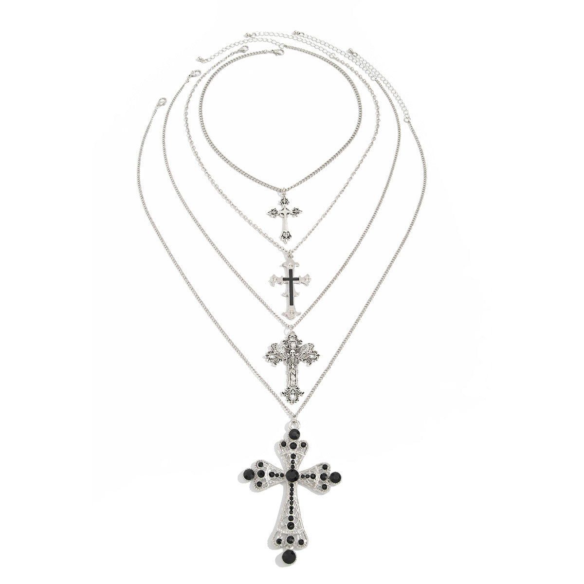 Hip-Hop Cross & Heart Chain Necklace