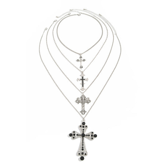 Hip-Hop Cross & Heart Chain Necklace