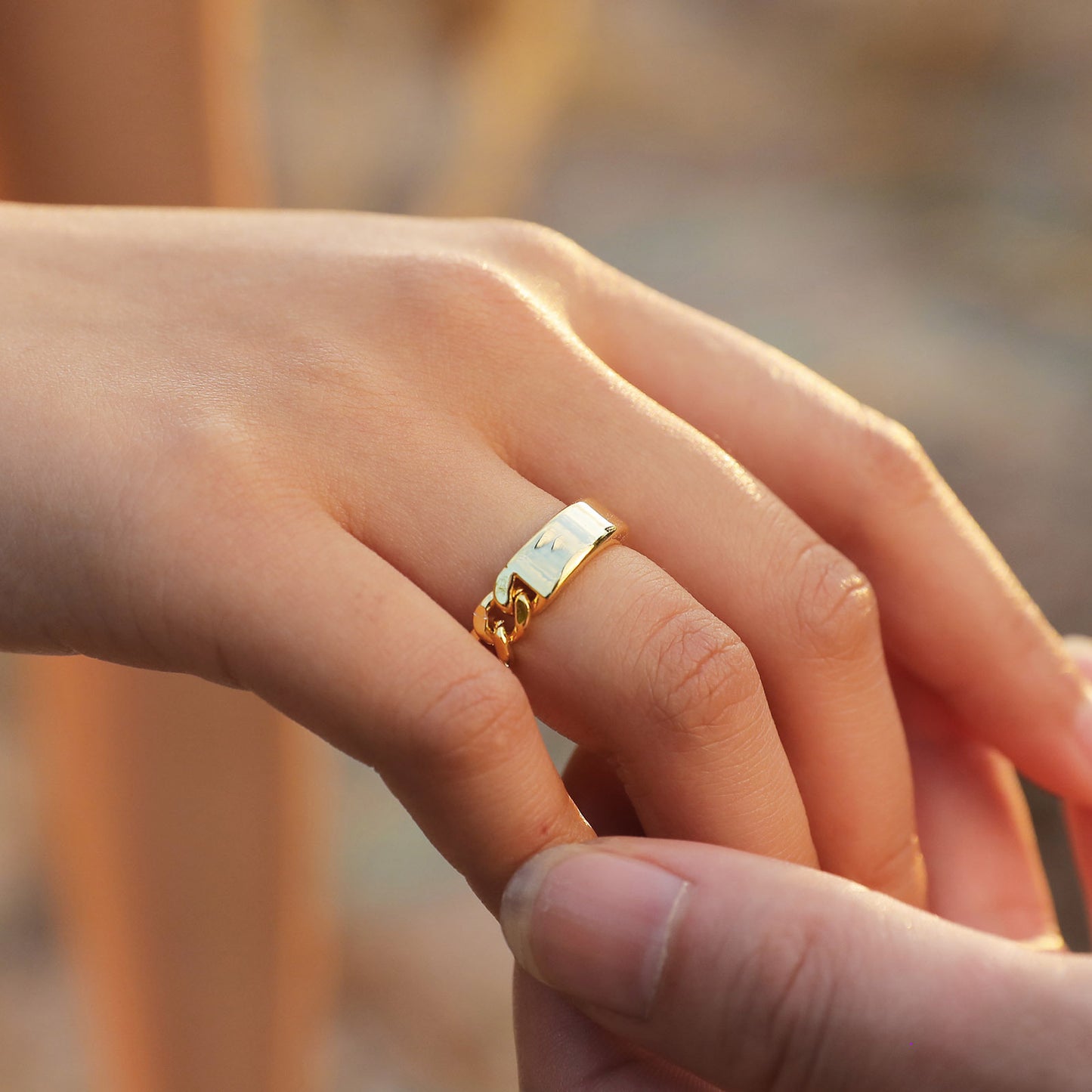 Rings Bent Brand Chain Ring Gold Ring Fashion Personality Style