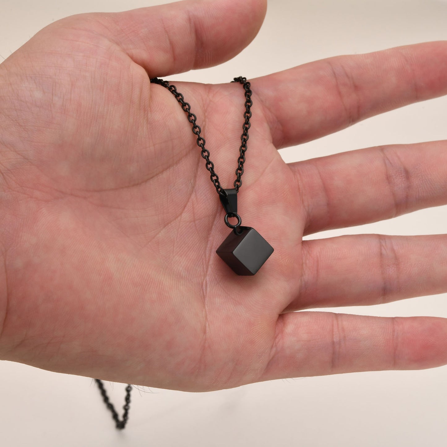 New Stainless Steel Square Openable Urn Pendant Necklace