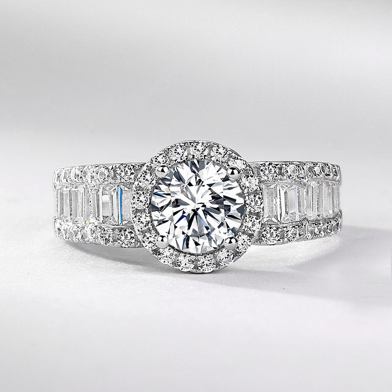 Planderful Geometric Moissanite Sterling Silver Ring – 6.5 × 6.5 mm, 1 ct – Style 1