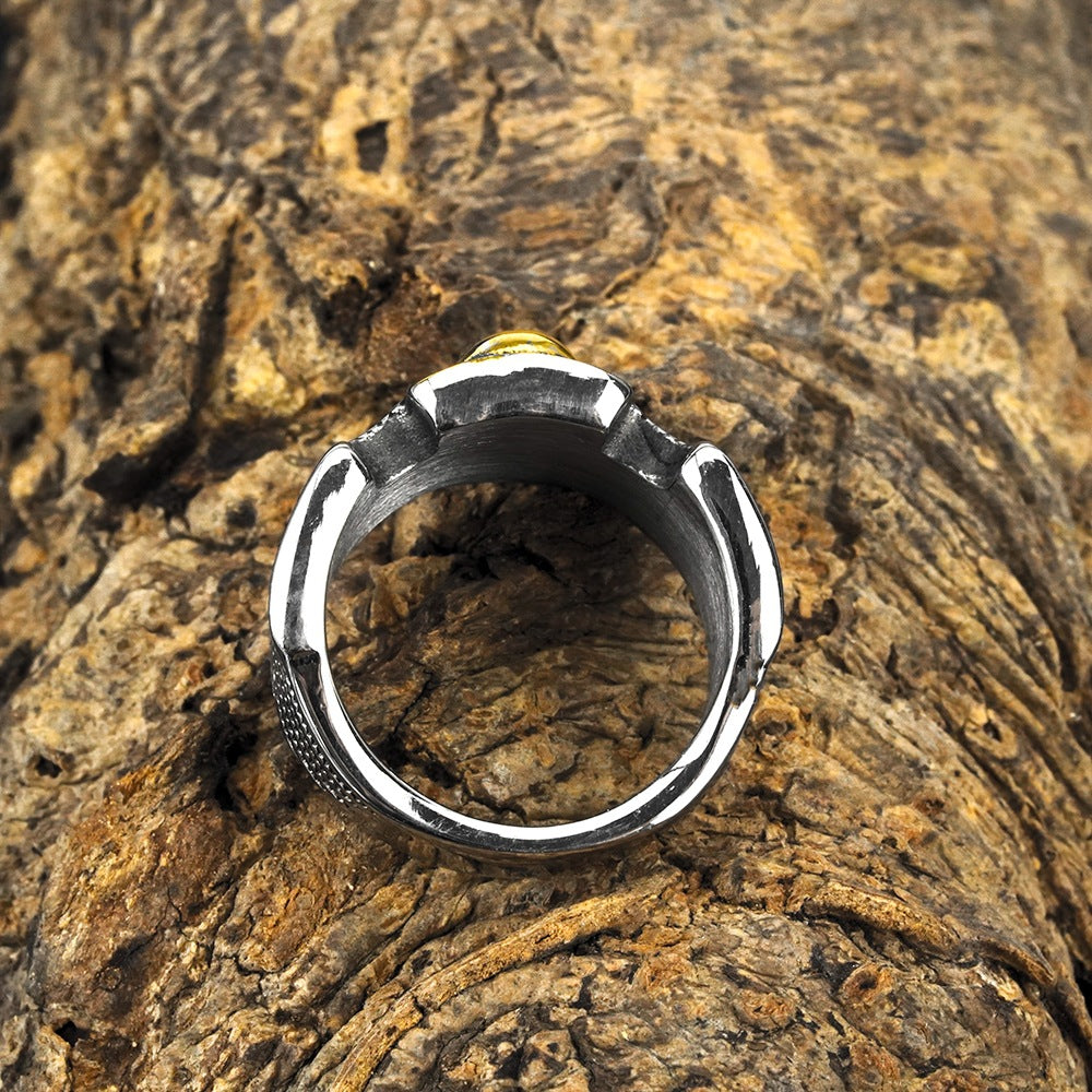 European And American Jewelry Wholesale Men's Titanium Steel Ring Retro Punk Skull Ring Non-Rusty And Non-Allergic