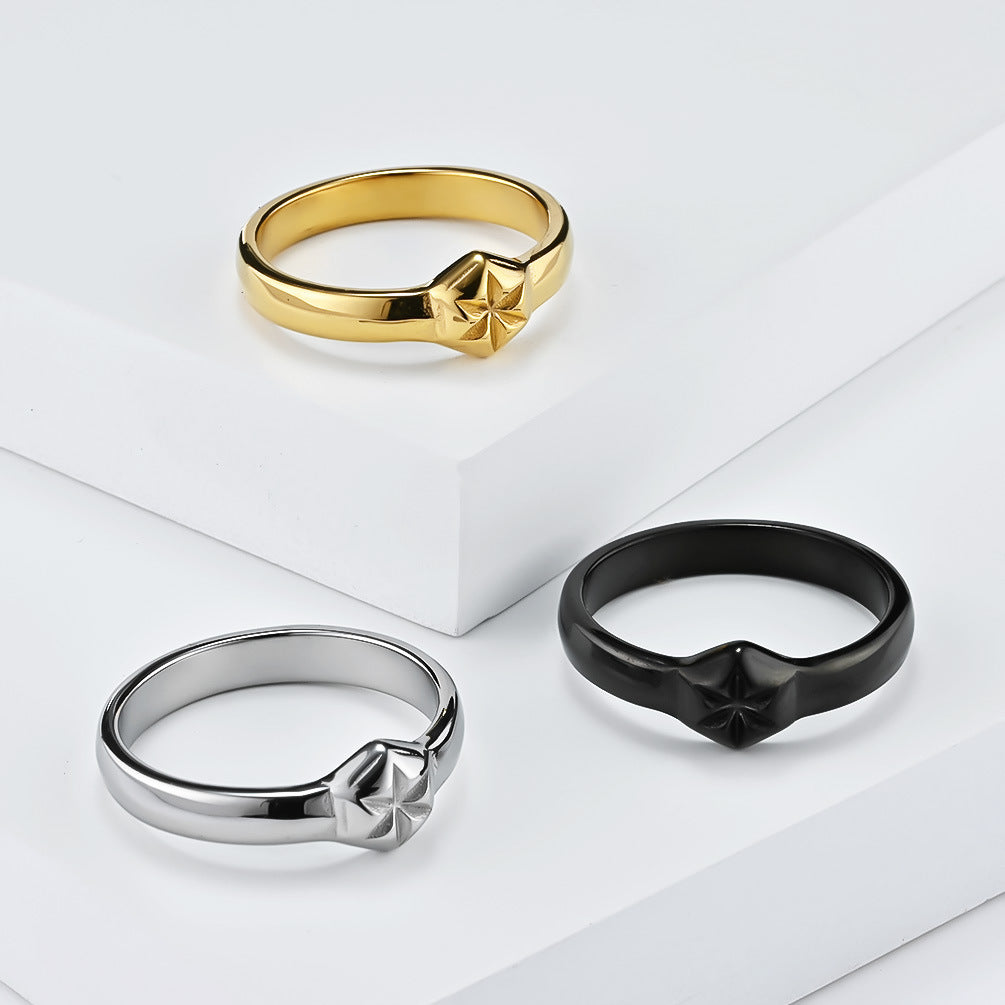 Cross-Border Neutral Style Titanium Steel Women Wedding Ring