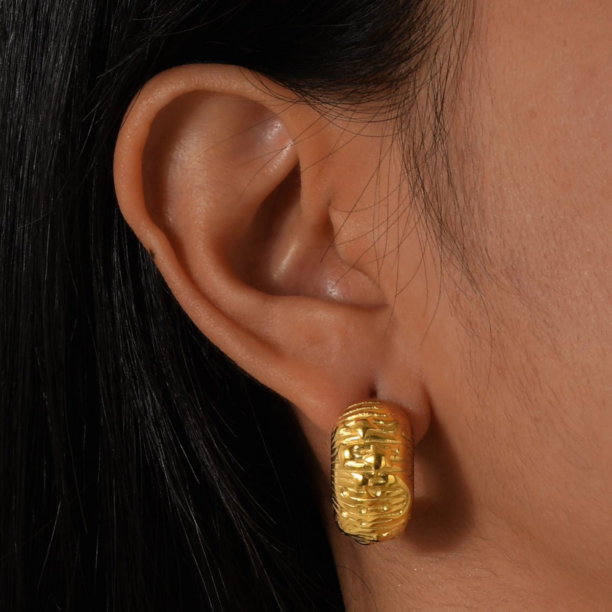 Gold-Tone Textured Statement Earrings — Multiple Styles