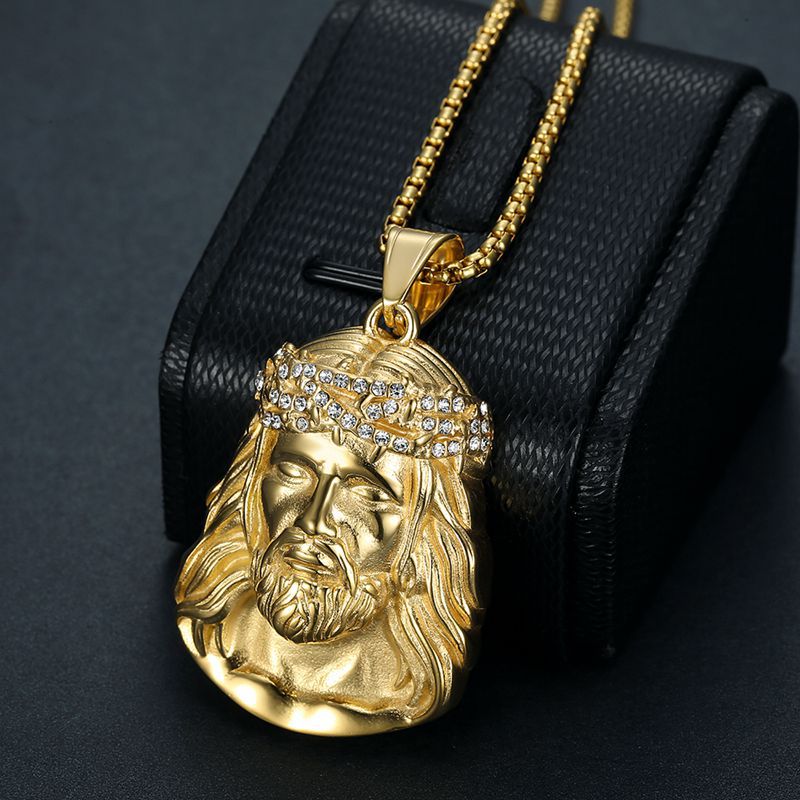 Steel Necklace - Statement Hip Hop Pendant Necklace With Gold-Plated Zircon For Everyday Streetwear