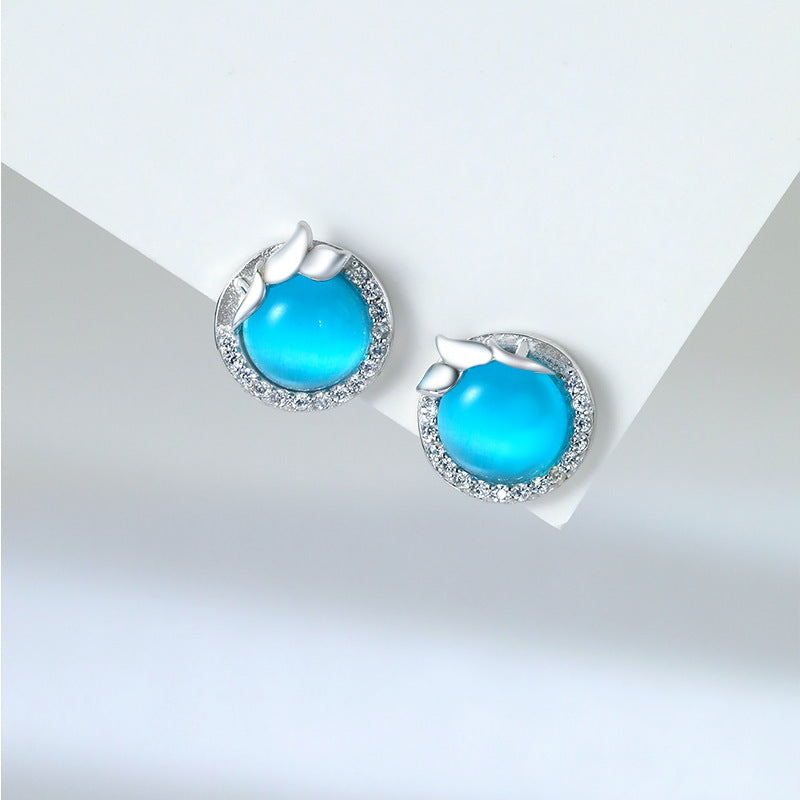 Vintage Blue 925 Sterling Silver Earrings