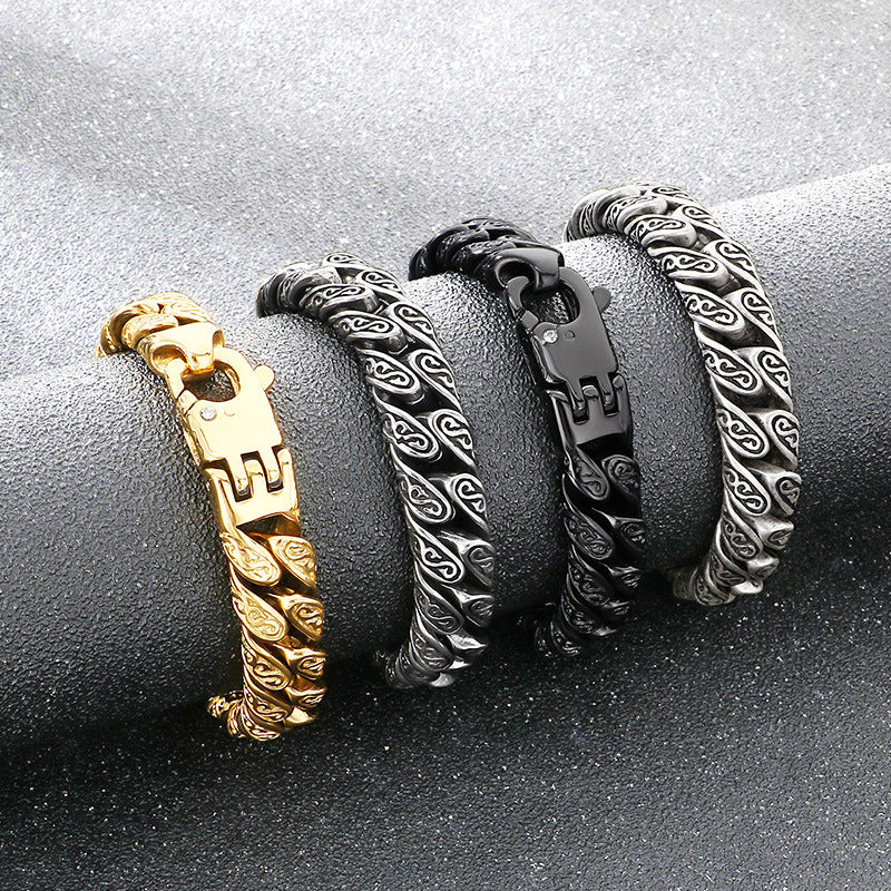 Trends Vacuum Plating Encrypted Cuban Chain Inlaid Zircon Bracelet