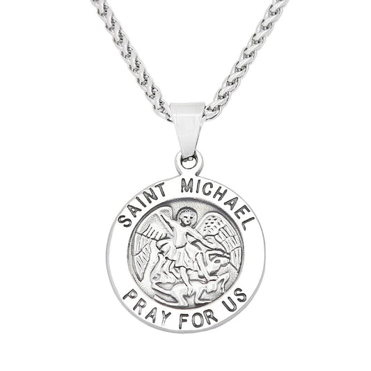 St. Michael Angel Stainless Steel Men's Pendant Necklace