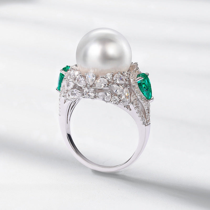 Planderful Pear-Cut Lab-Grown Emerald Sterling Silver Ring – Style 2