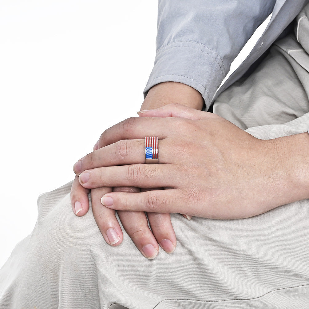 Cross-Border Hot-Selling National Flag Titanium Steel Ring