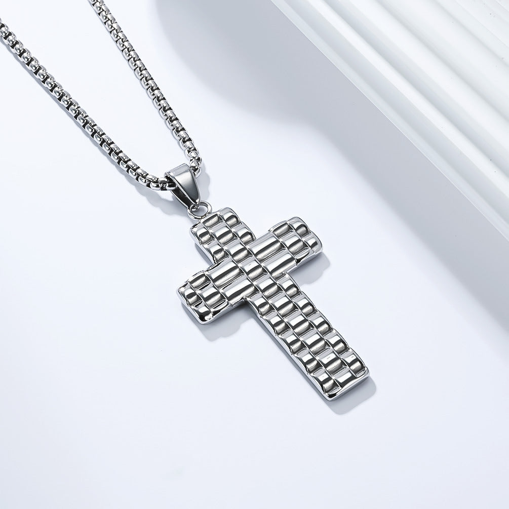 Cross Necklace for Men by Planderful Everyday Genie Steel Pendant Versatile Light Luxury Jewelry for Him