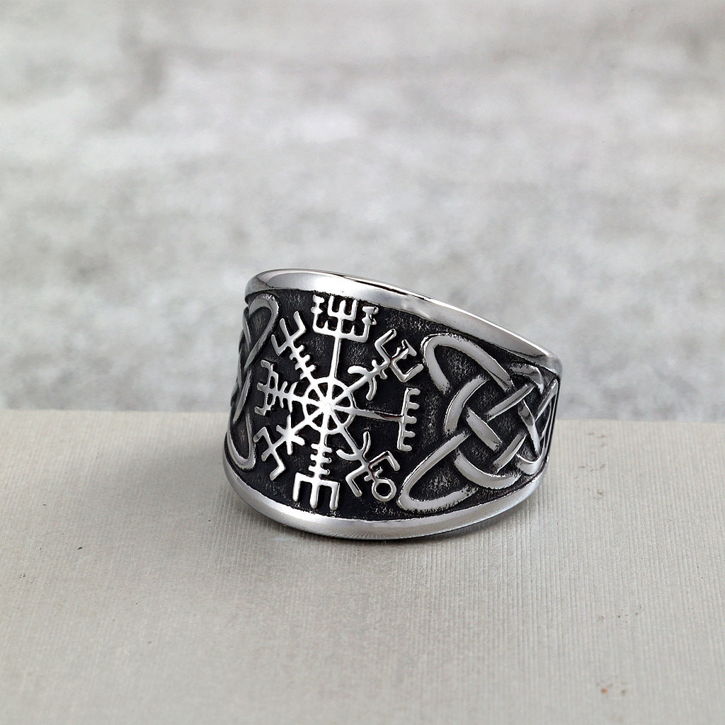 Vintage Viking Compass Stainless Steel Men's Ring