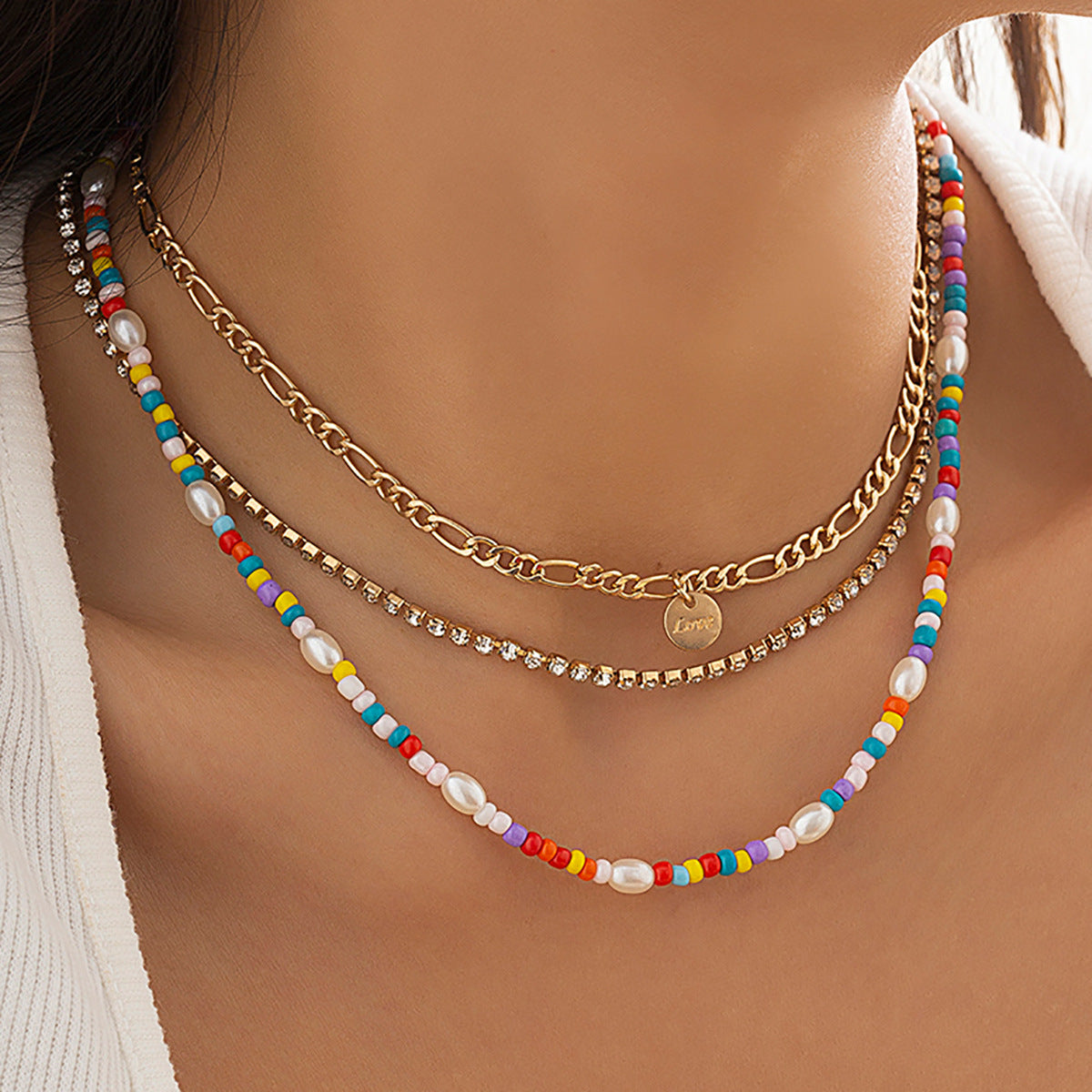 Statement Necklace Planderful Vienna Verve Multi Layer Claw Chain Beaded Ethnic Color Beads Imitation Pearl For Women