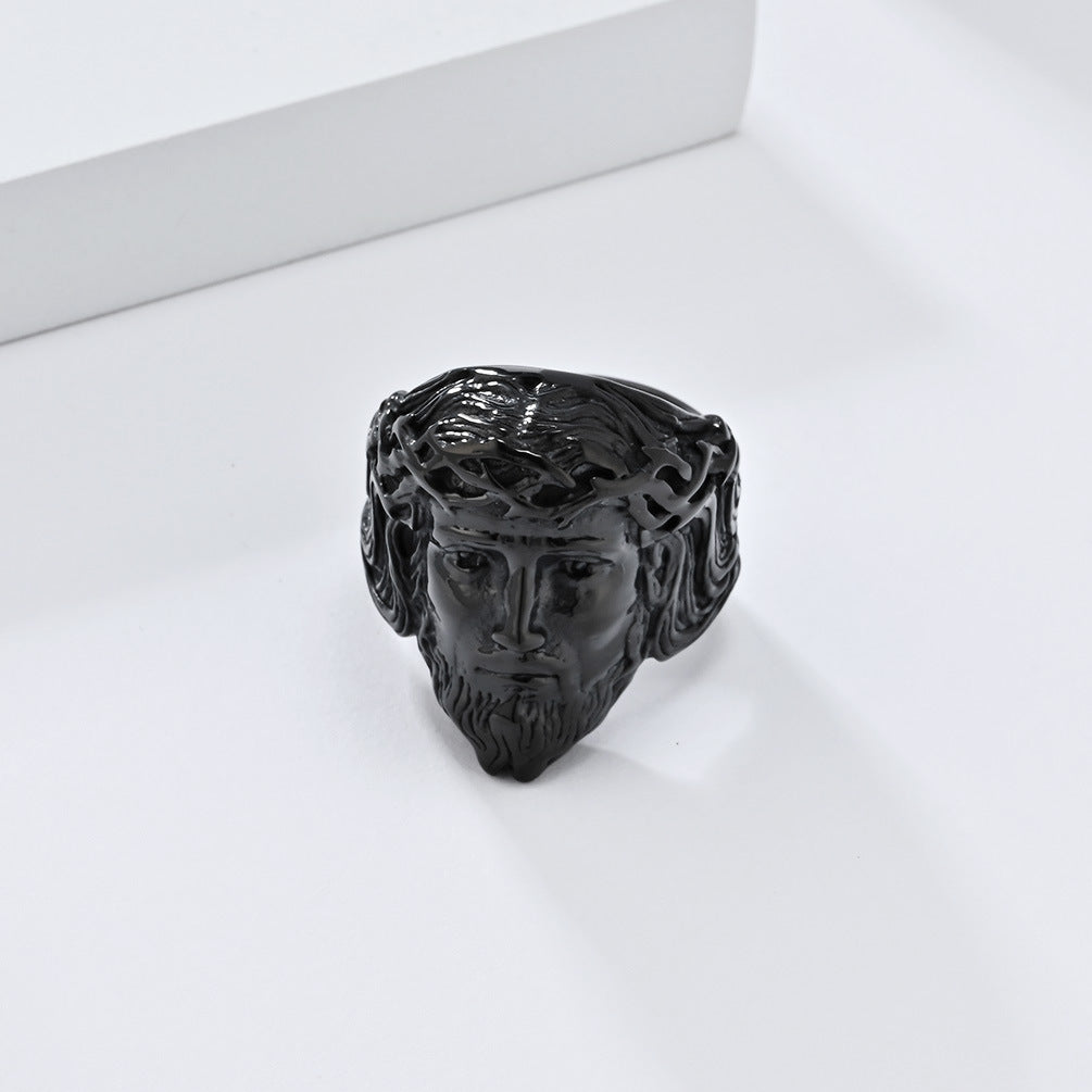 Style Head Stainless Steel Ring Three-Dimensional Design