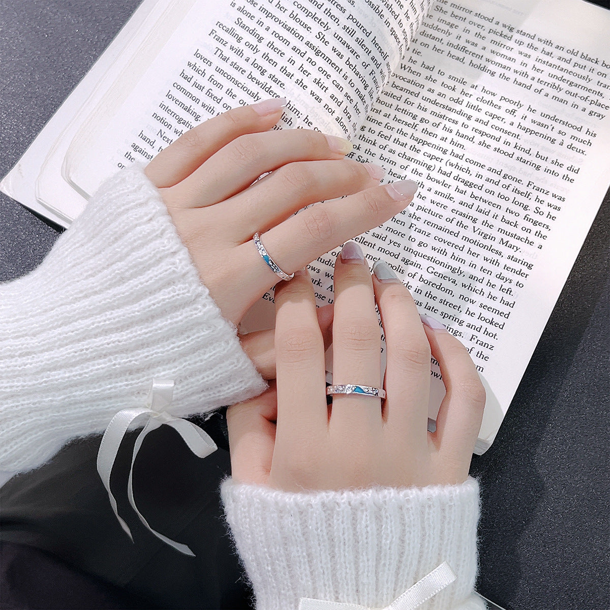 Planderful Jewelry Glow In The Dark Sterling Silver Galaxy Ring For Couples Gift For Him Or Her