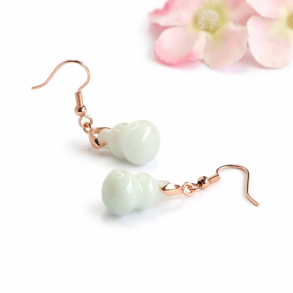 Jadeite Gourd Teardrop Earrings