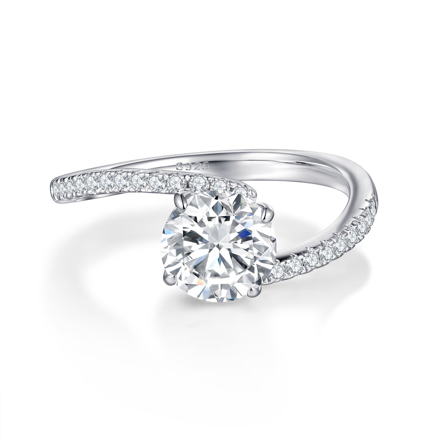 Planderful Sterling Silver Zircon Ring Set 7x7mm European American Style Elegant Gift for Her