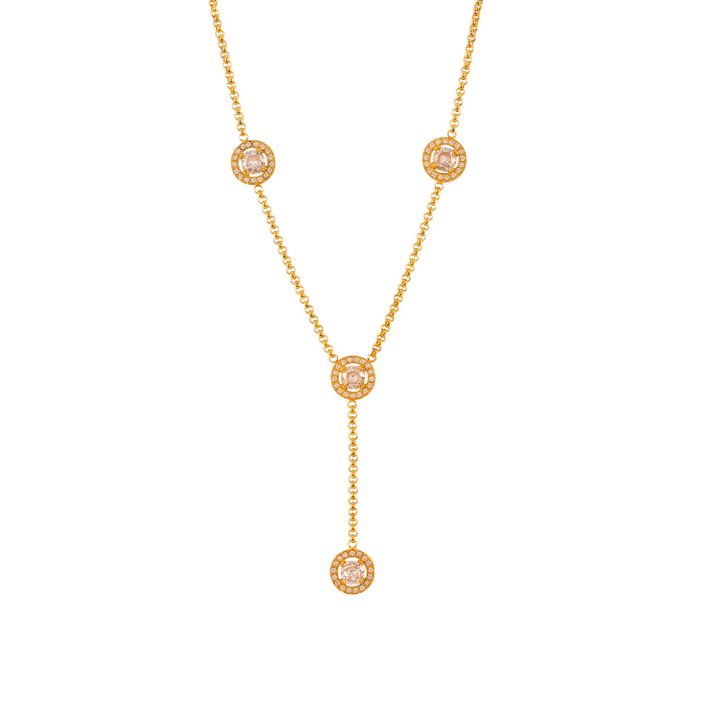 Stylish Titanium Steel Necklace with Hollowed Round Plaques and Zircon Inlay