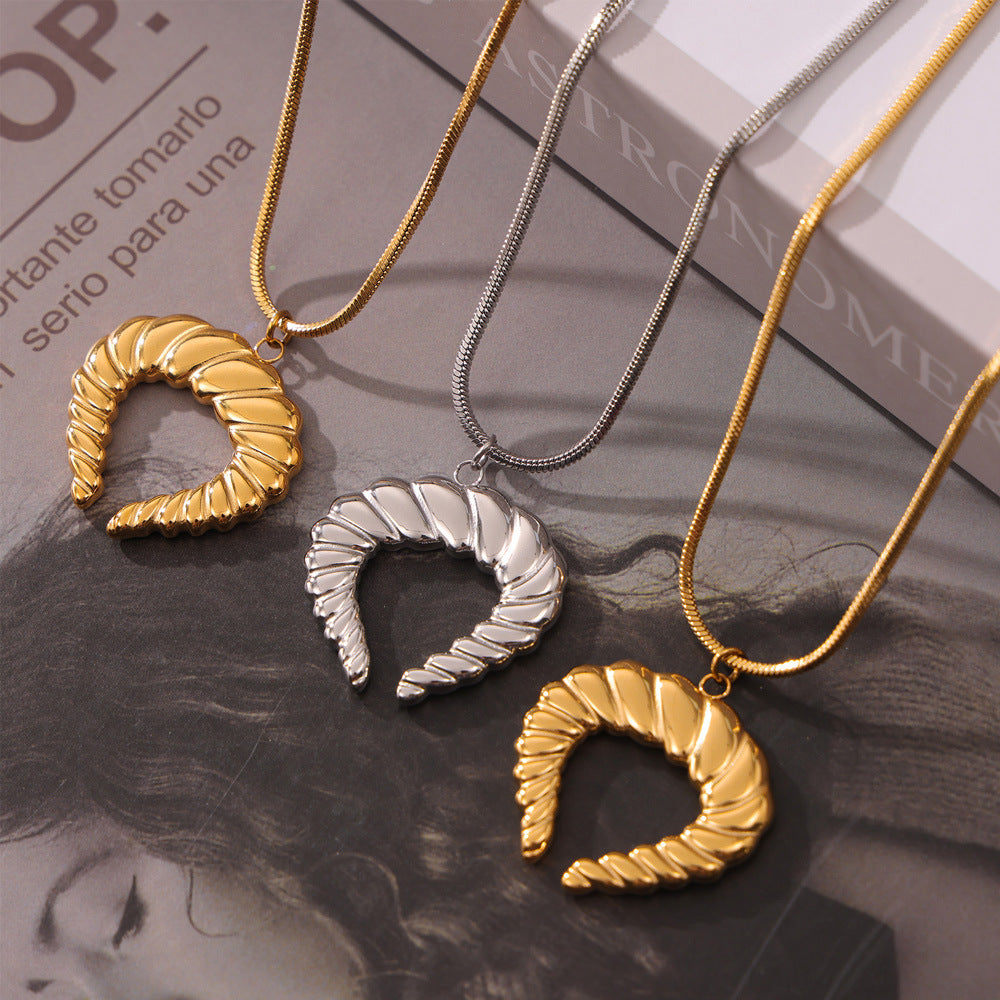 Unique Gold Plated Snake Bone Chain Necklace with Twist Texture Design