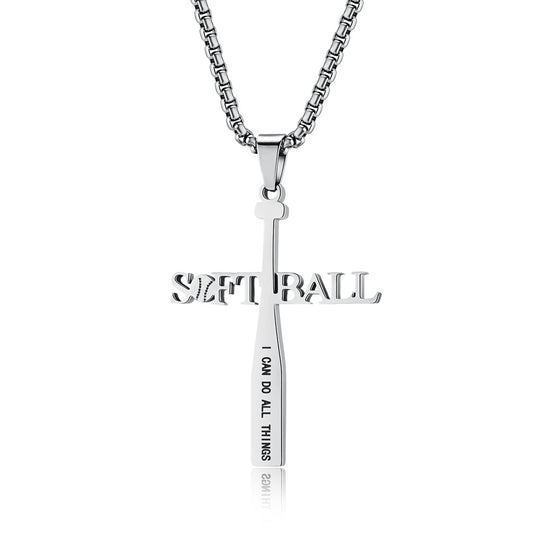 Cross-Border E-Commerce Baseball Stainless Steel Cross Necklace