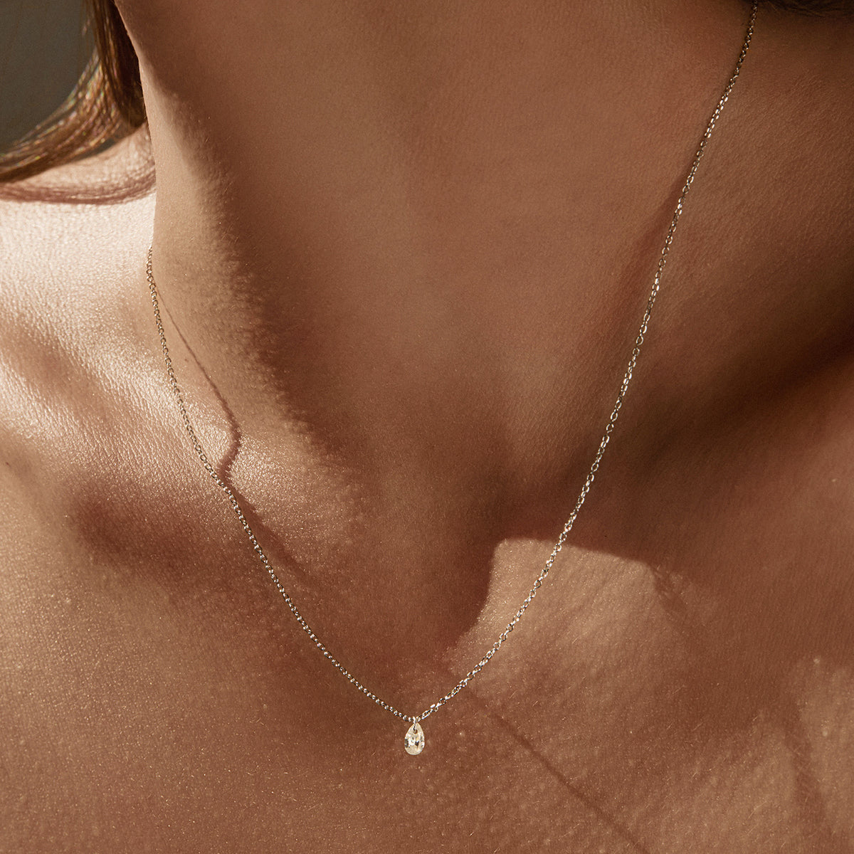 925 Sterling Silver Teardrop Moissanite Necklace