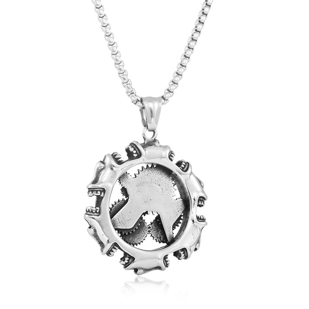 European And American Stainless Steel Gear Pendant Necklace