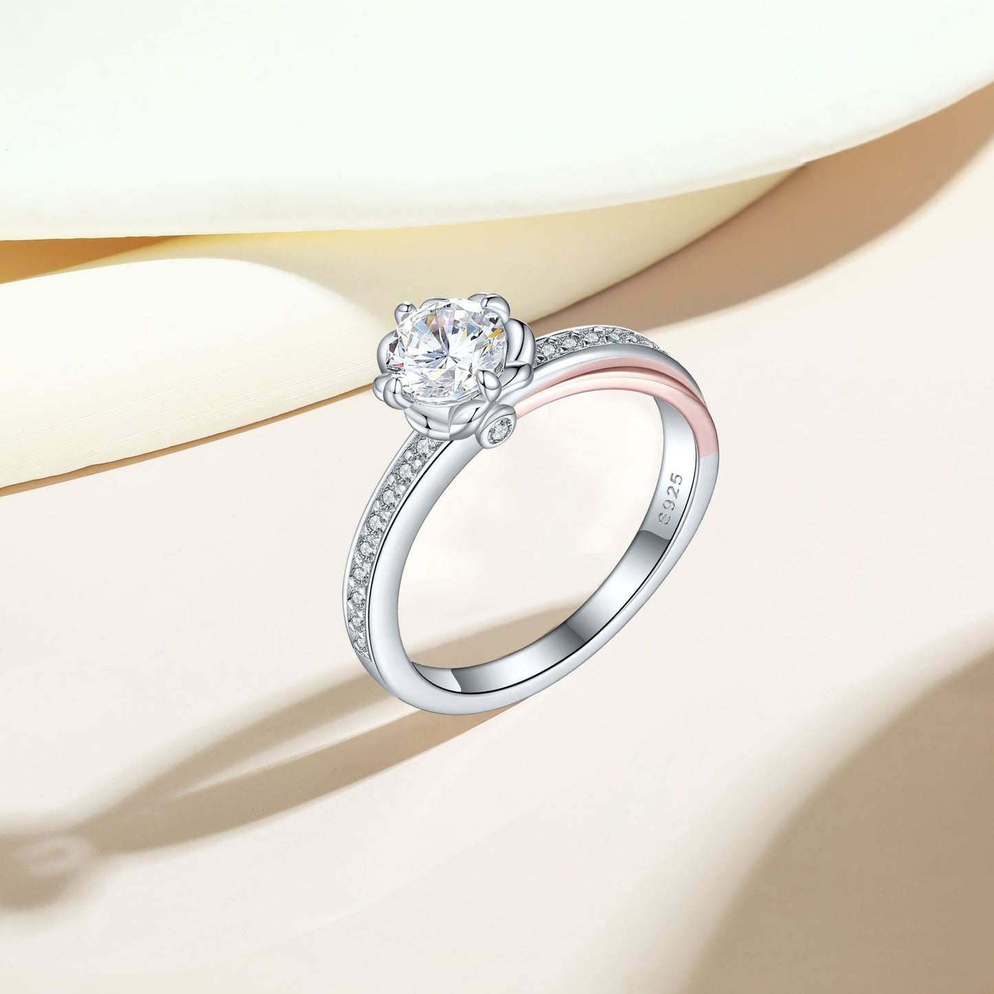 New Product 925 Sterling Silver Half-Body Color Separation Ring