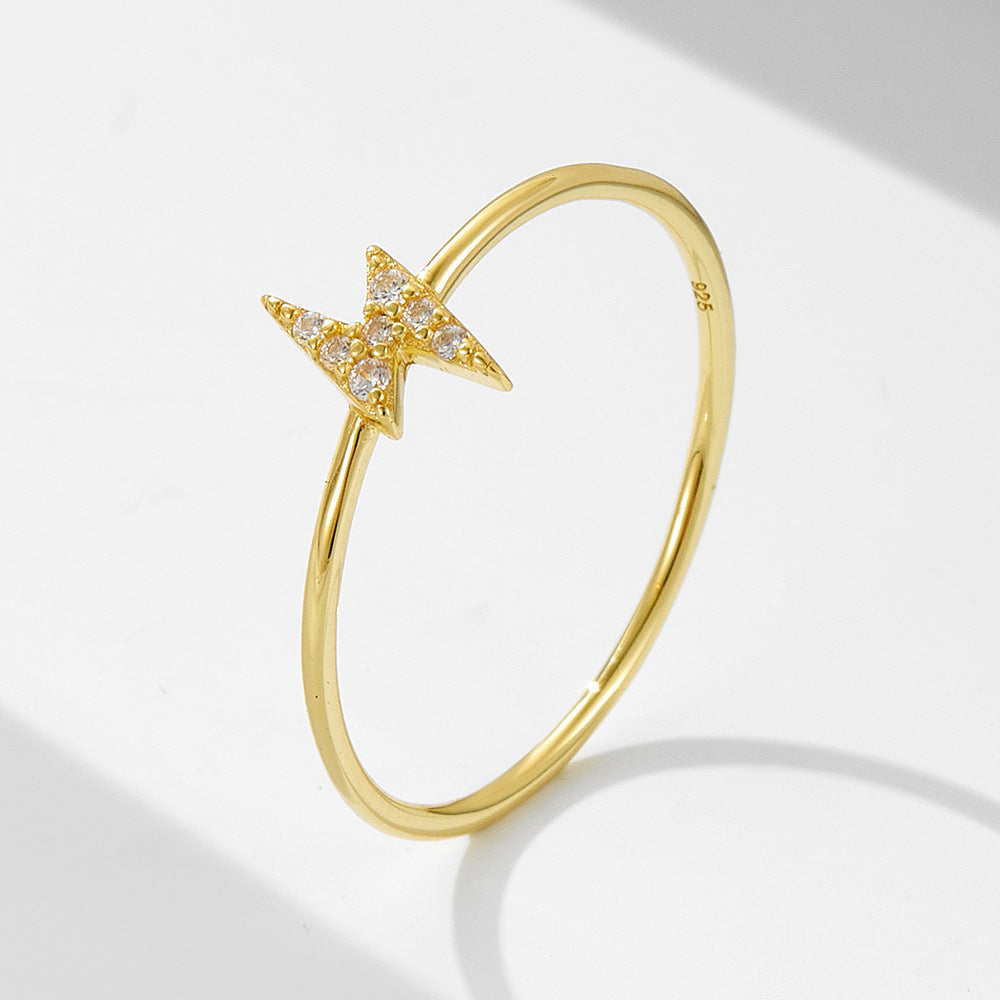 Popular 925 Sterling Silver Lightning Zircon Ring Hipster Slender Tail Ring Jewelry
