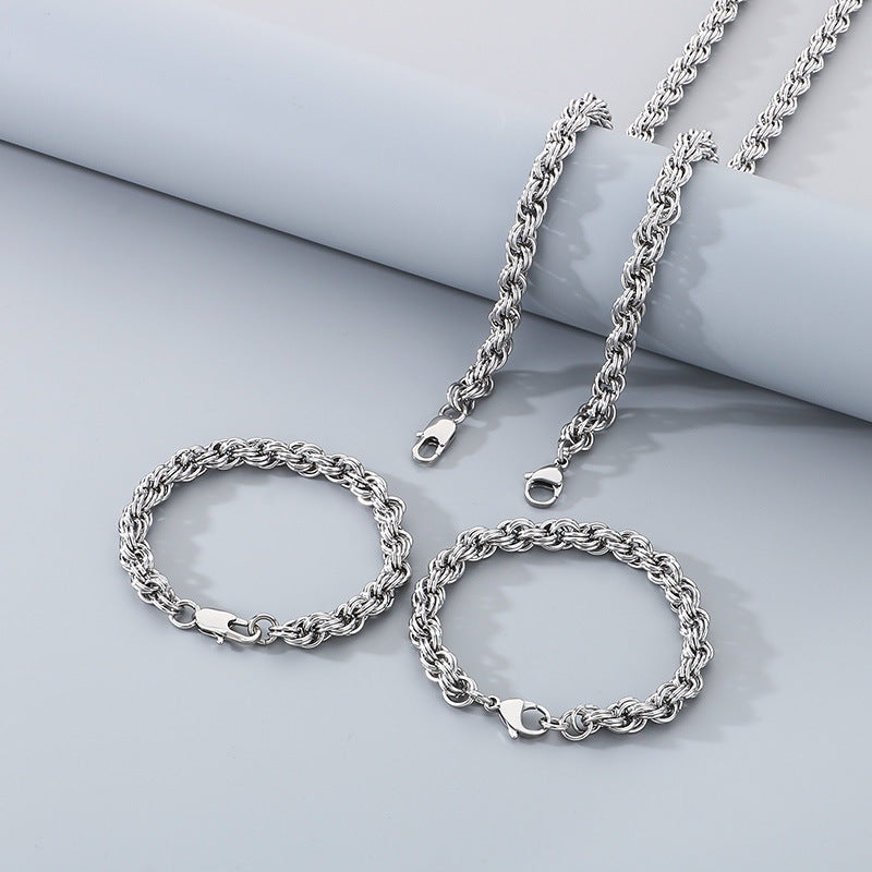 Mens Stainless Steel Twist Circle Necklace Jewelry Style