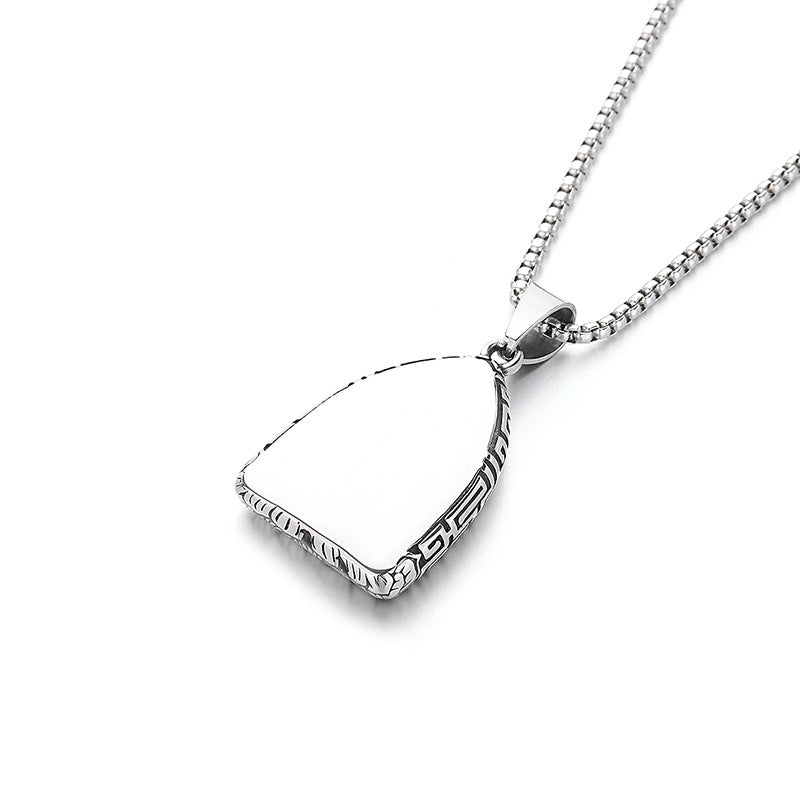 Titanium Steel Necklace – Statement for Men Featuring Eight Patron Saints Pendant Zodiac Buddha Chinese Pendant