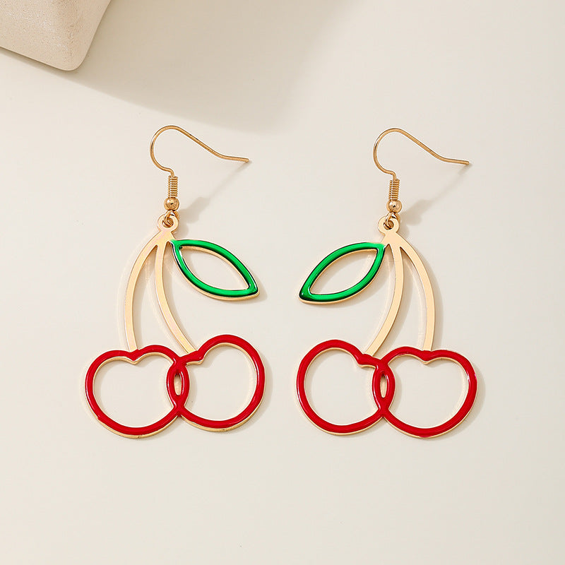 Planderful Vienna Verve Earrings – Fashionable Red Hollow Cherry Design