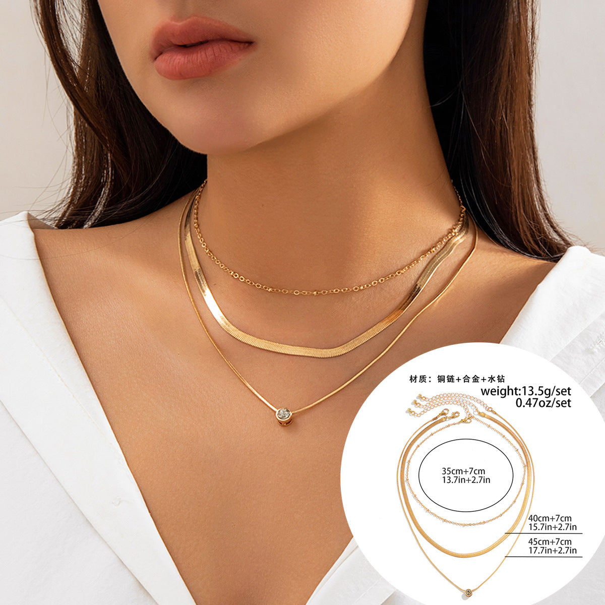 Multi-layered Heart Necklace with Diamond Inlay - Vienna Verve Collection