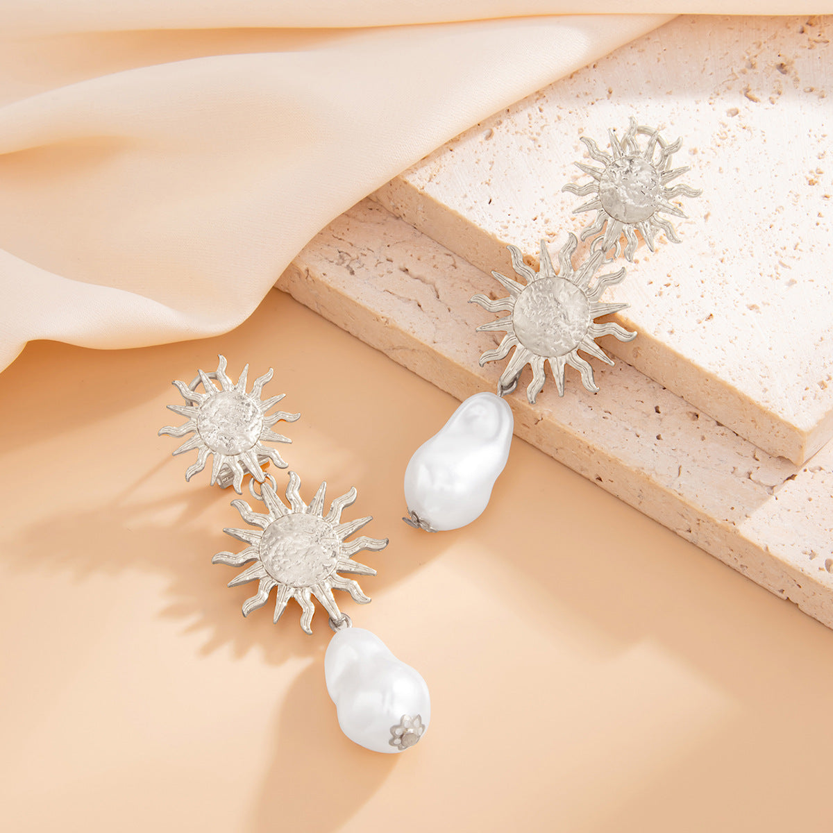 Planderful Vienna Verve Sunflower Fringe Earrings Bold Statement Pearl Leaf For Vintage Lovers