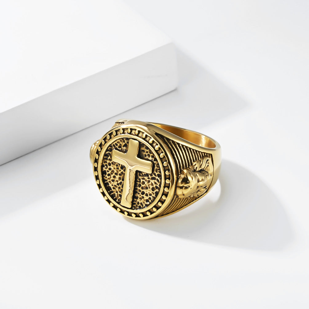 Cross Vintage Stainless Steel Ring for Men