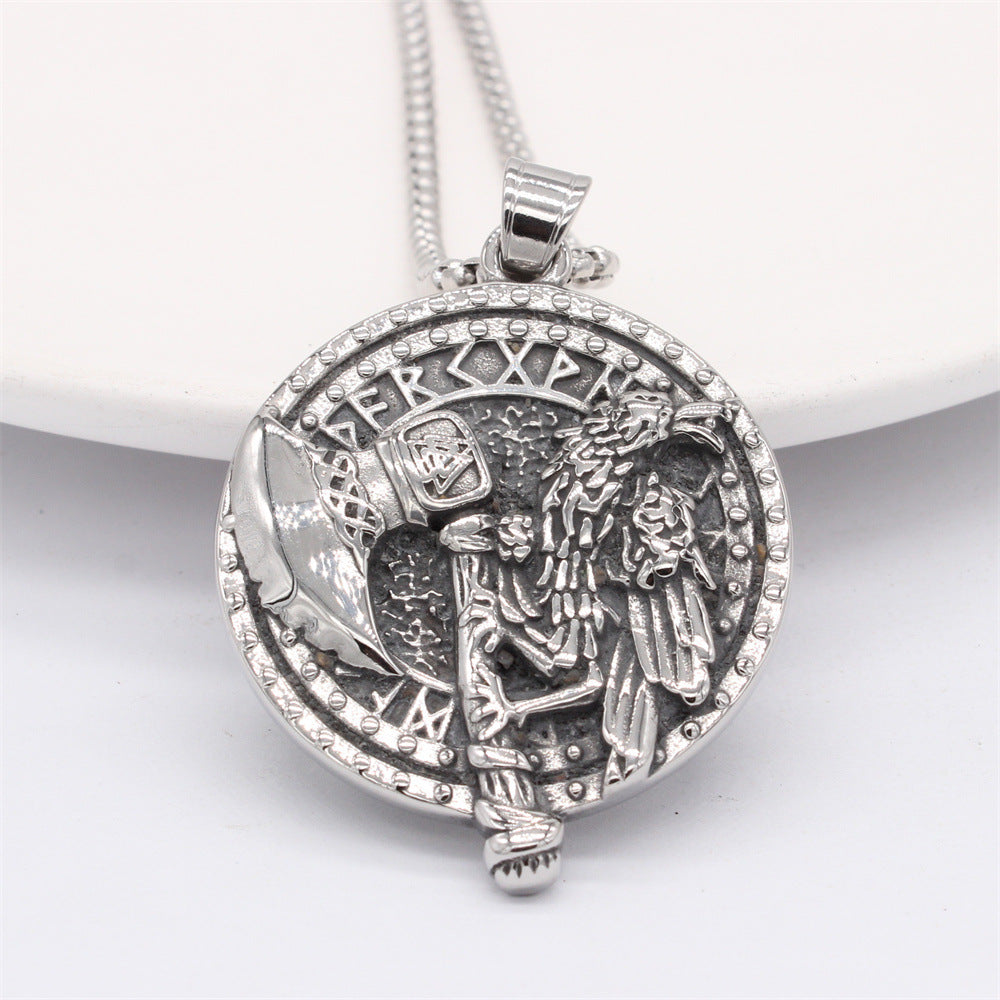 Viking Rune Axe Pendant Titanium Steel Unisex Bold Protection Statement By Planderful For Norse Fans