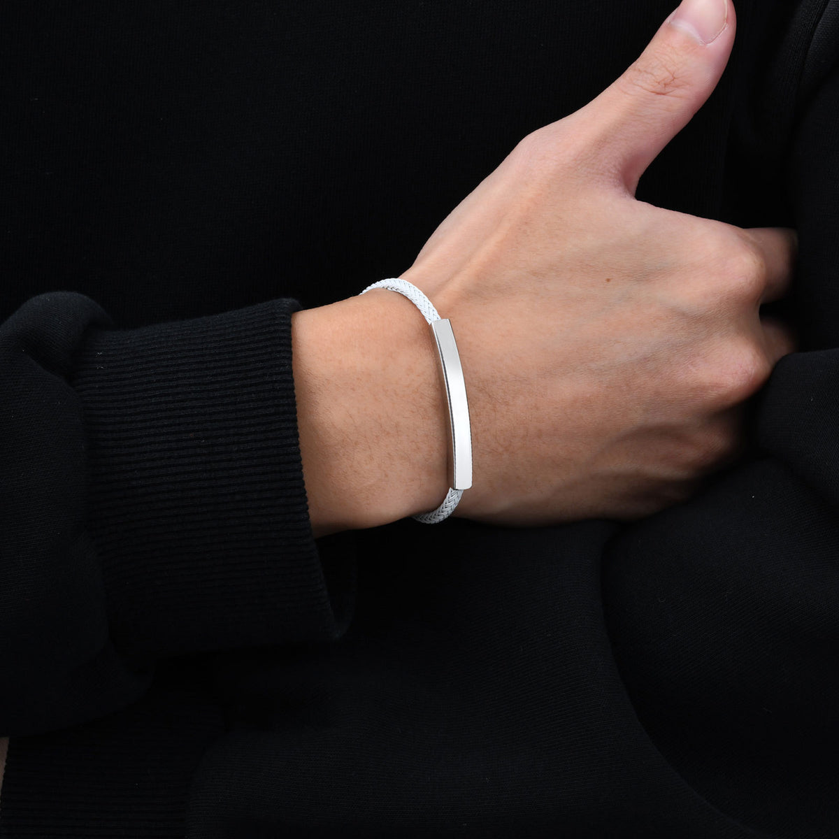 Adjustable Black Stainless Steel Bracelet for Men