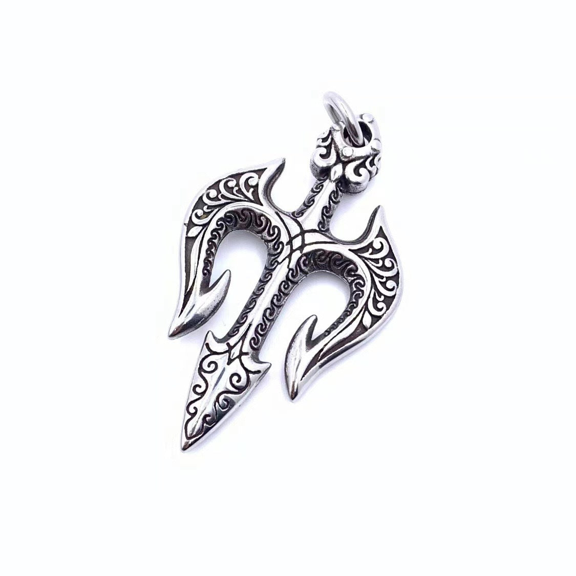 Planderful Stainless Steel Men Necklace Personalized Retro Aquaman Trident Hip Hop Pendant