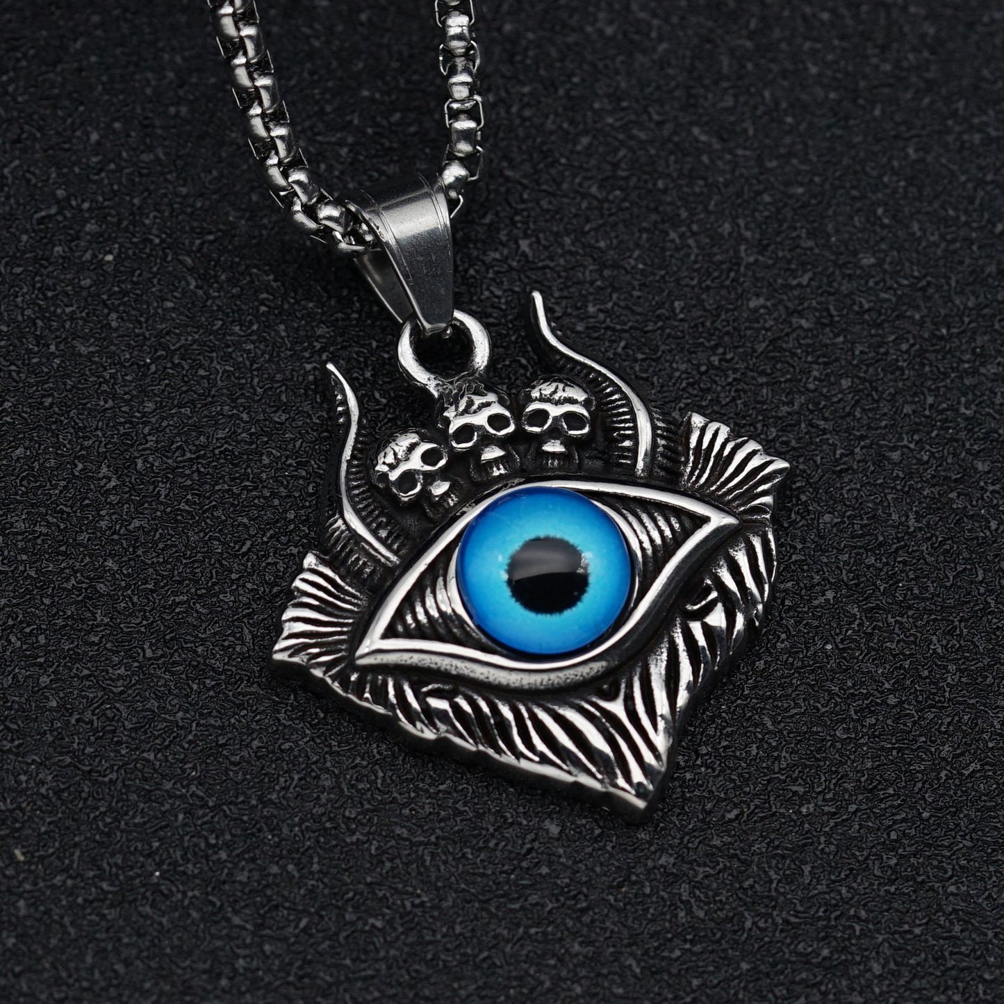 Steel Necklace – Statement Punk Skull Pendant for Bold Everyday Goth Style by Planderful