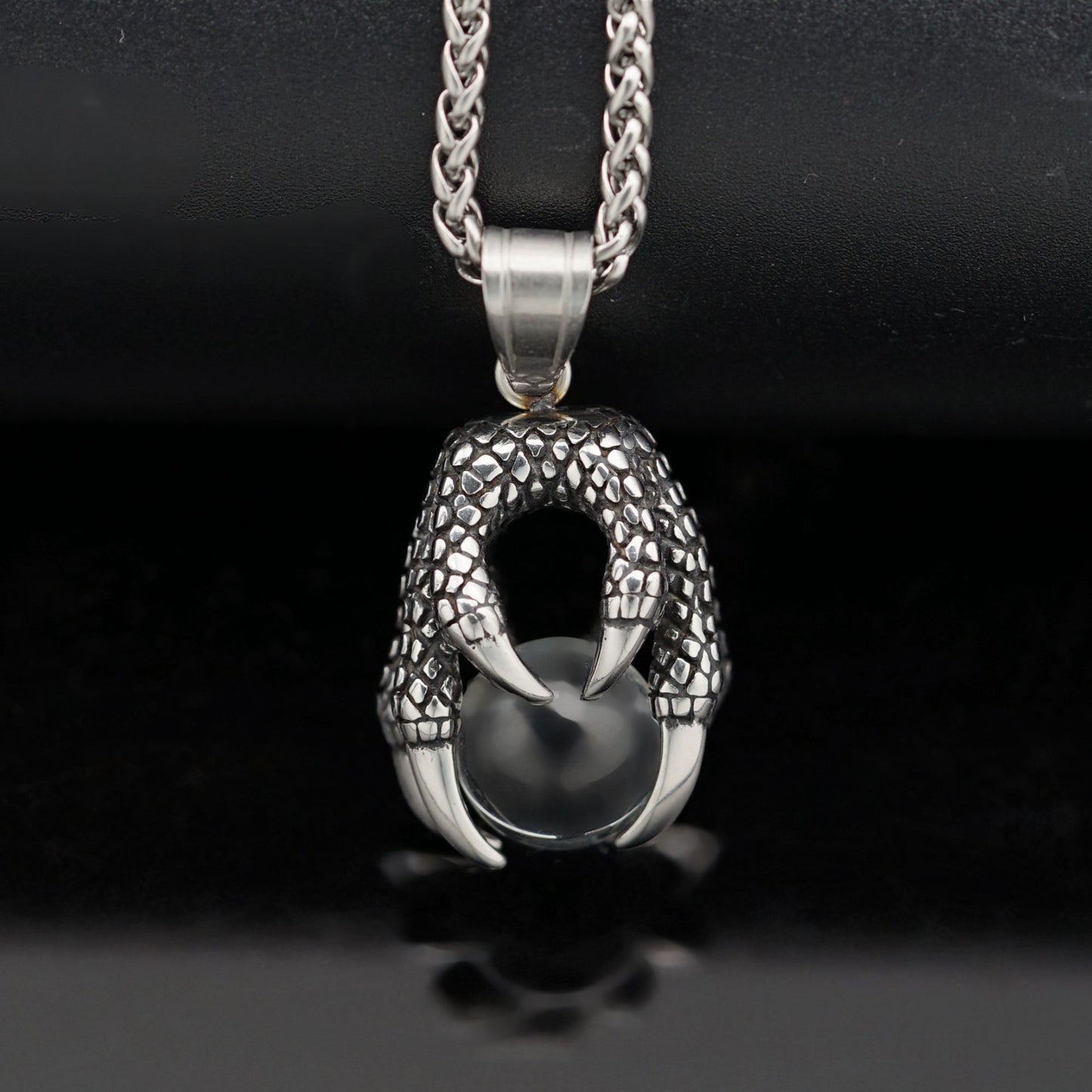 Titanium Steel Necklace - Vintage Dragon Claw Pendant for Men - Statement Gothic Accessory by Planderful