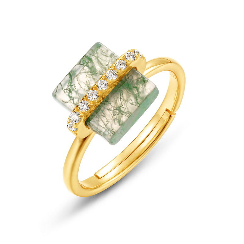 Planderful Everyday Genie Sterling Silver Earrings – Cross-border New Trend Green Moss Stud Jewelry for Women