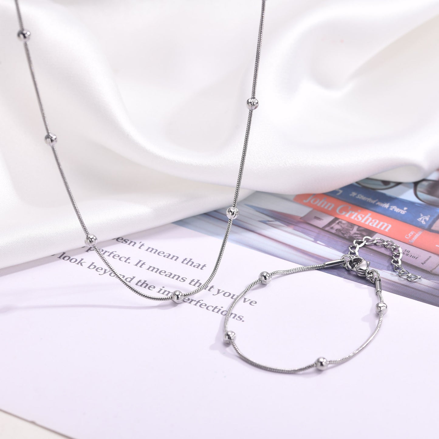 Necklaces Stainless Steel Round Bead Spacer Women's Necklace Bracelet