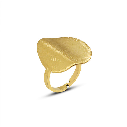 French Exaggerated Brushed Matte Titanium Steel Ring for Women with Unique Shape and Style