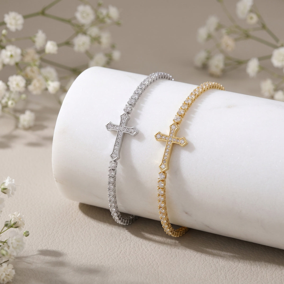 Cross Zircon Adjustable Copper Bracelet Unisex