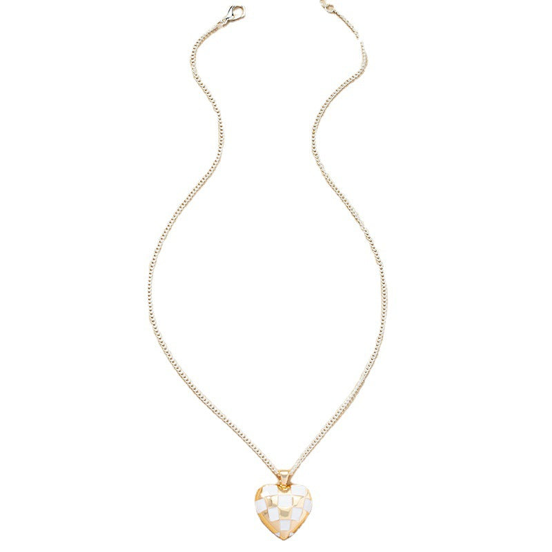 Enamel Oil Drop Heart Pendant Necklace - Wholesale Love Collarbone Chain