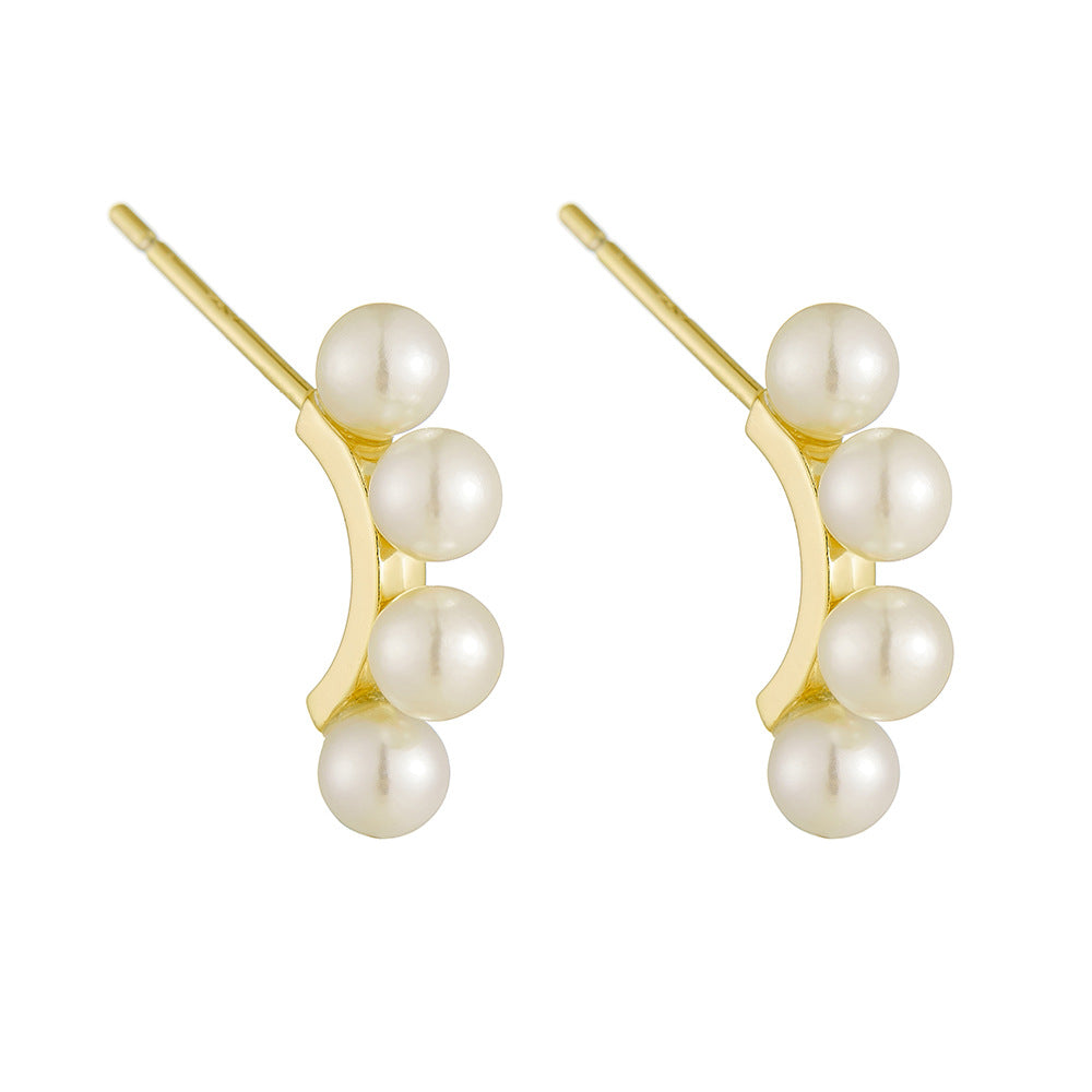 European and American Simple S925 Sterling Silver Pearl Earrings
