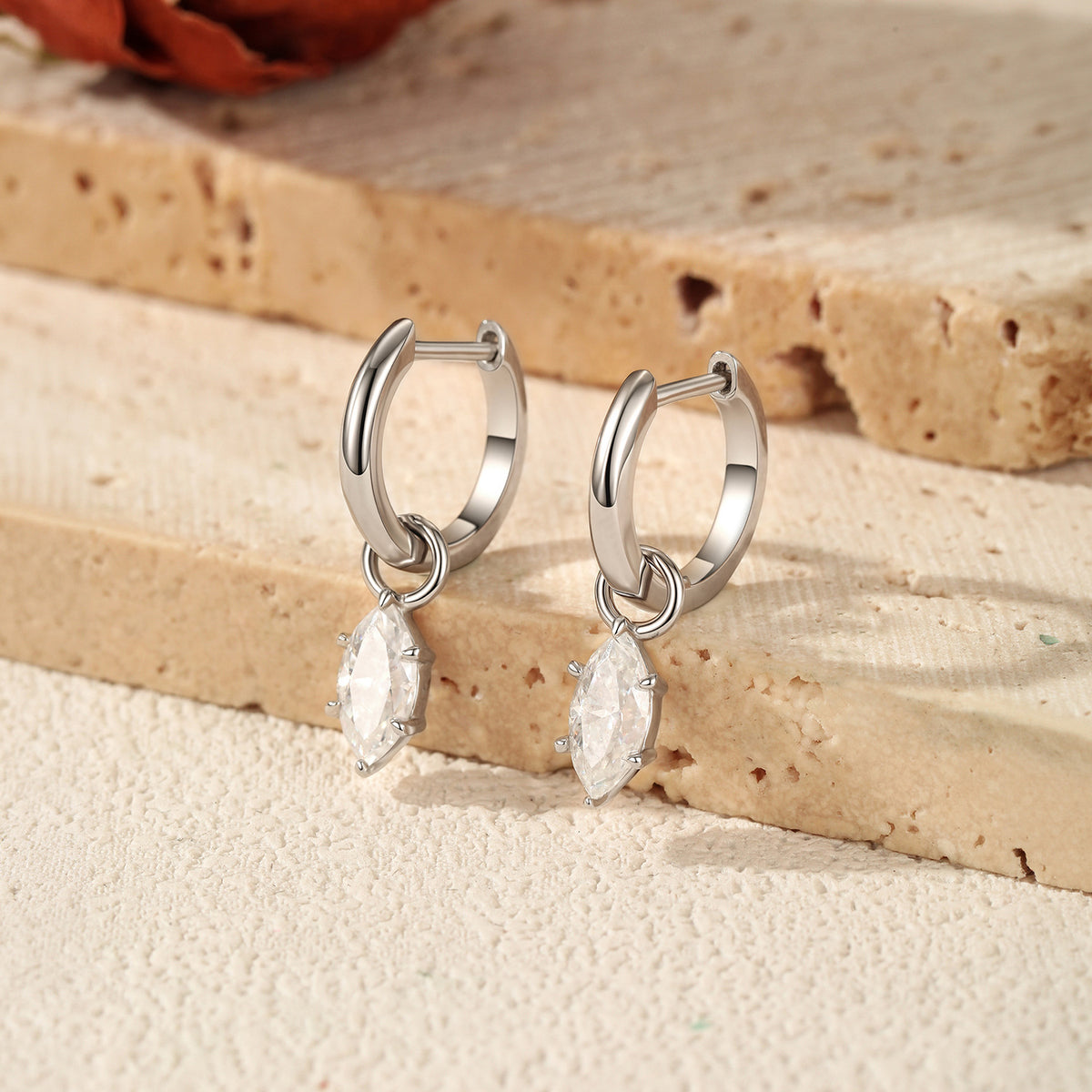 925 Sterling Silver Marquise Moissanite Earrings
