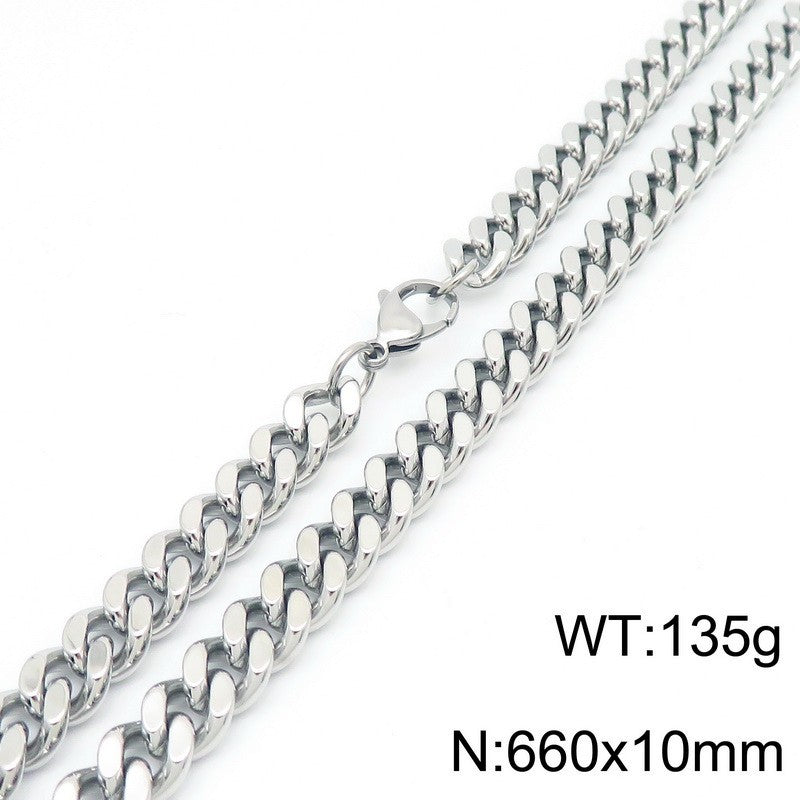 Planderful Men Stainless Steel Oxidized Button Necklace