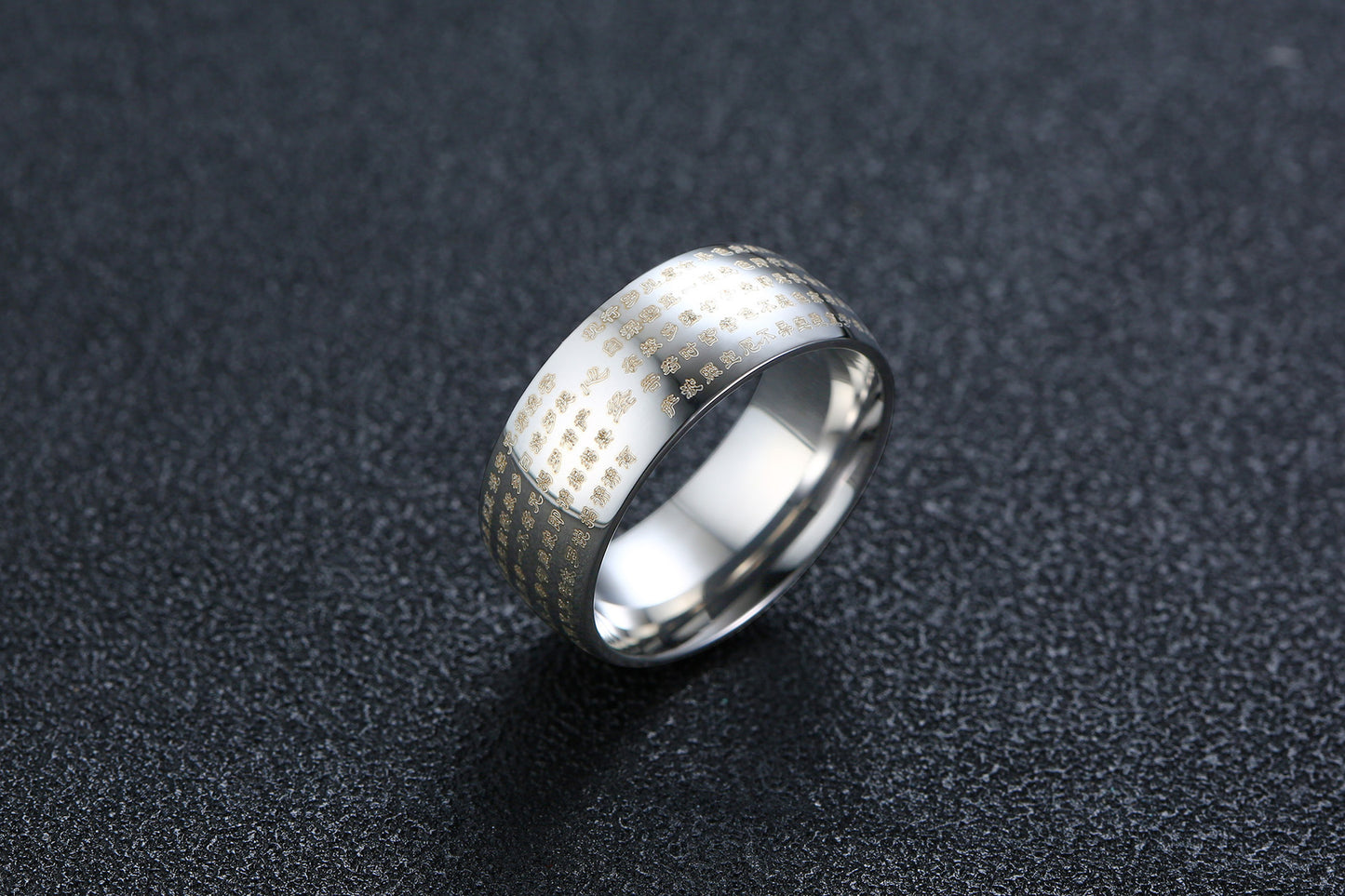Chinese Style 8MM Stainless Steel Ring Men's Jewelry Wholesale